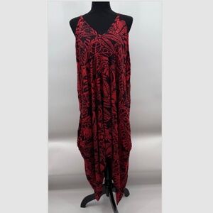 Makana Shop Dress Women One Size Red Black Hawaiian One Size Sleeveless Vintage